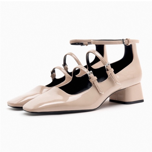 ZARA Block Heel Mary Jane Shoes size 6.5 - Picture 1 of 11